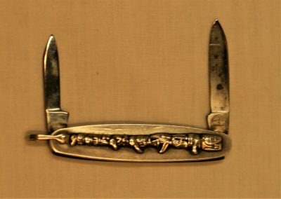 "Schatt & Morgan, pen, 2 blade, sterling silver handles w/totem pole on each handle, no etch, SCHATT & MORGAN CUTLERY CO TITUSVILLE PA tang stamp, 2-3/8”"