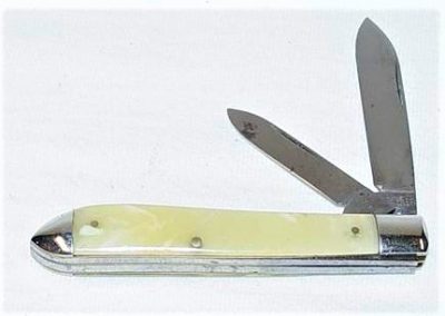 "Queen City, jack, 2 blade, imitation onyx handles, brass liners, NS bolsters, 3”"