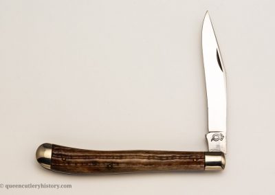 "#11, Queen, utility knife, 1-blade, early Winterbottom bone handles, brass liners, NS bolsters, Big Q stamp, 4 1/8”"