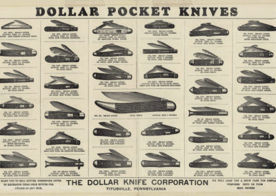 "Dollar Pocket Knives poster from 1920's during the period when Schatt & Morgan produced these knives in Titusville, PA"