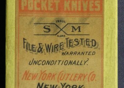 "Schatt & Morgan, Gowanda NY knife box late 19th century"